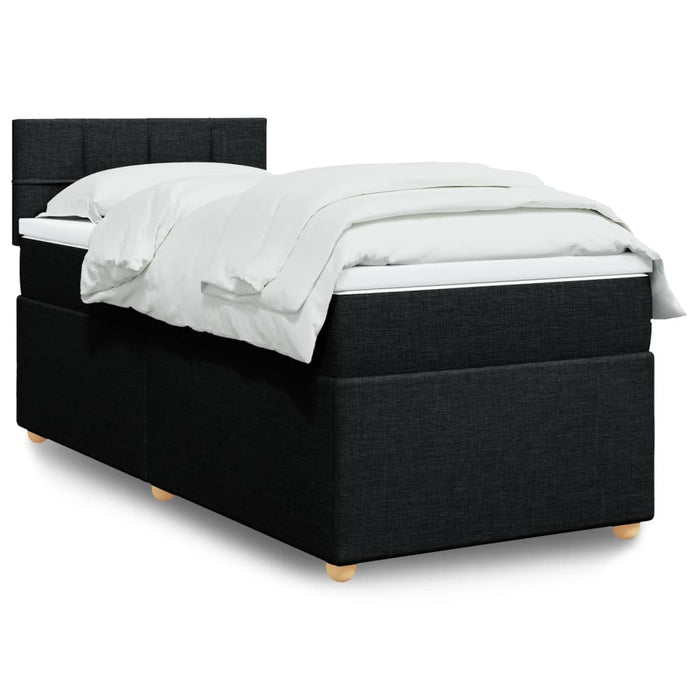 Pat box spring cu saltea, negru, 90x190 cm, textil - WALTI WALTI