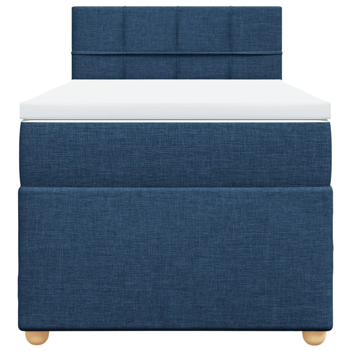Pat box spring cu saltea, albastru, 90x190 cm, textil WALTI