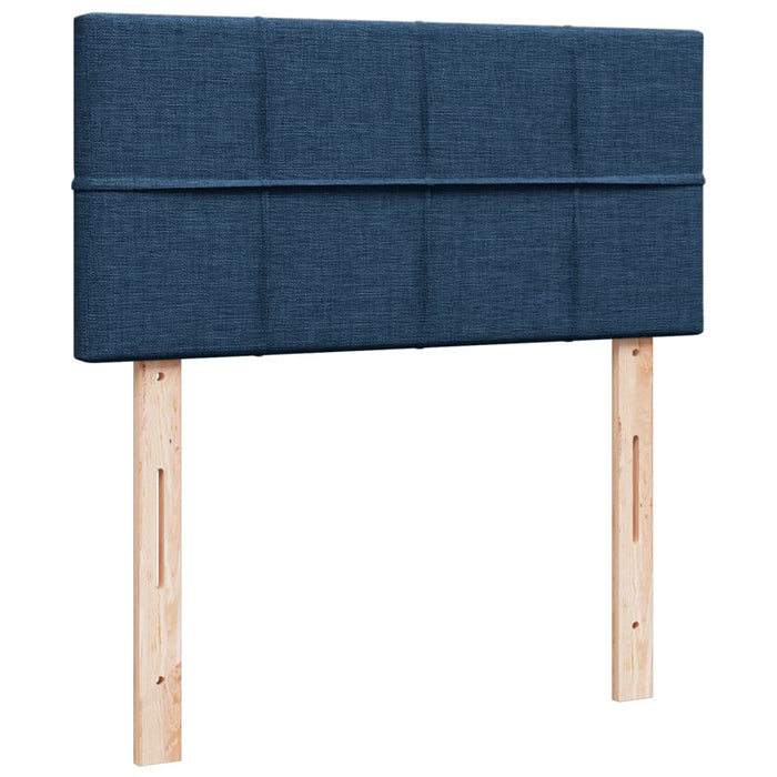 Pat box spring cu saltea, albastru, 90x190 cm, textil WALTI