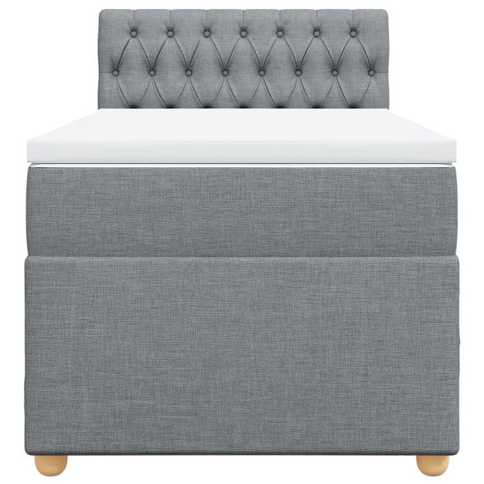 Pat box spring cu saltea, gri deschis, 90x190 cm, textil - WALTI WALTI