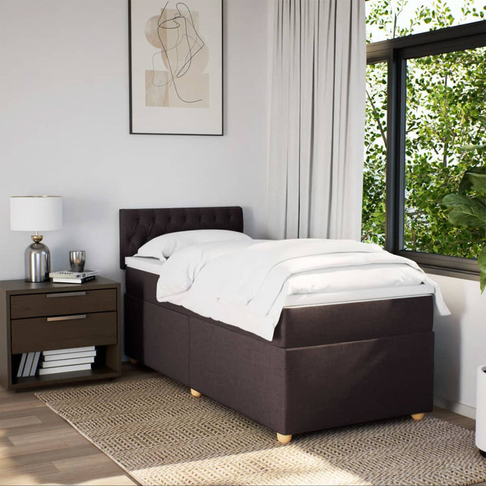 Pat box spring cu saltea, maro închis, 90x190 cm, textil - WALTI WALTI