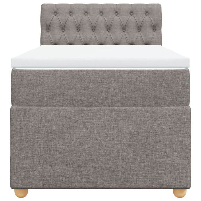 Pat box spring cu saltea, gri taupe, 90x190 cm, textil - WALTI WALTI