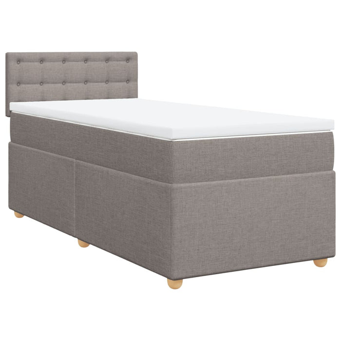 Pat box spring cu saltea, gri taupe, 90x190 cm, textil WALTI