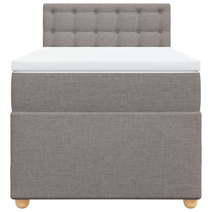 Pat box spring cu saltea, gri taupe, 90x190 cm, textil WALTI