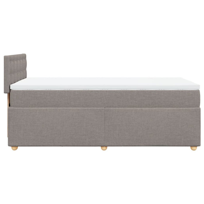 Pat box spring cu saltea, gri taupe, 90x190 cm, textil WALTI