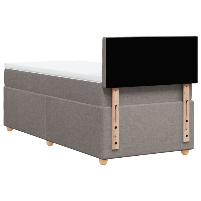Pat box spring cu saltea, gri taupe, 90x190 cm, textil WALTI