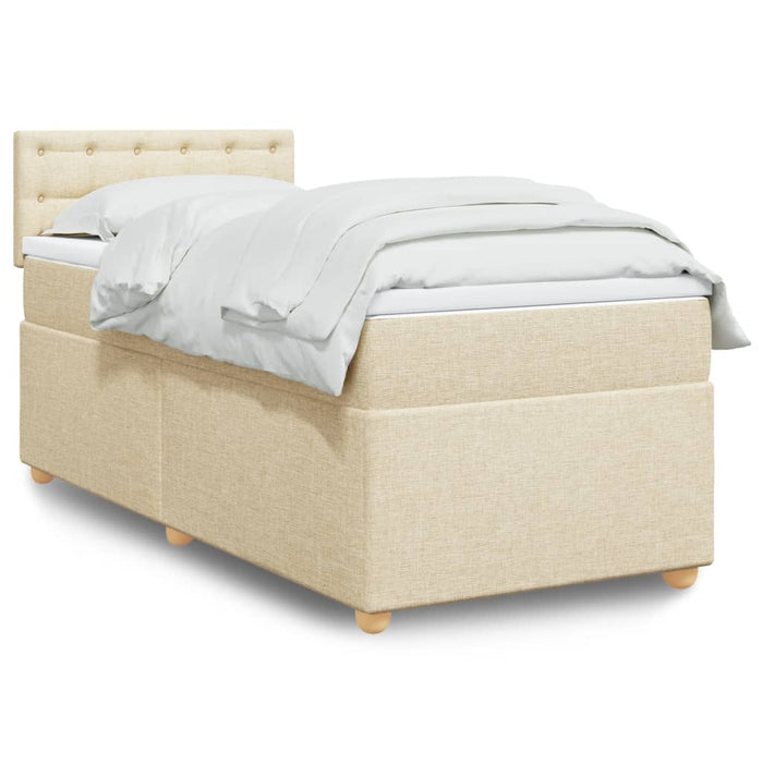 Pat box spring cu saltea, crem, 90x190 cm, textil - WALTI WALTI