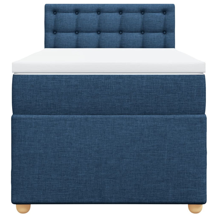 Pat box spring cu saltea, albastru, 90x190 cm, textil - WALTI WALTI