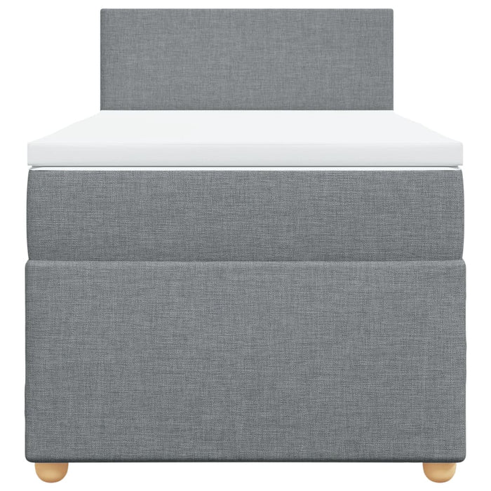 Pat box spring cu saltea, gri deschis, 90x200 cm, textil - WALTI WALTI