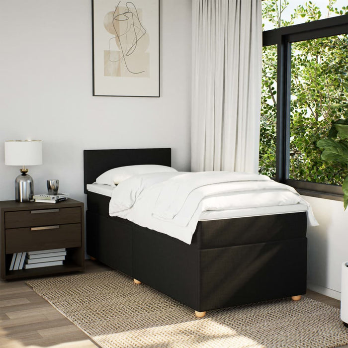 Pat box spring cu saltea, negru, 90x200 cm, textil - WALTI WALTI