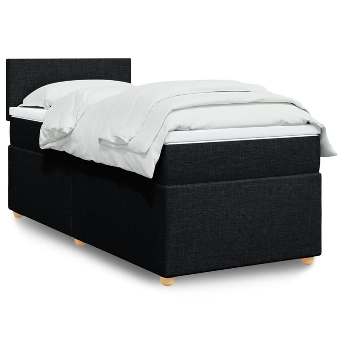 Pat box spring cu saltea, negru, 90x200 cm, textil - WALTI WALTI