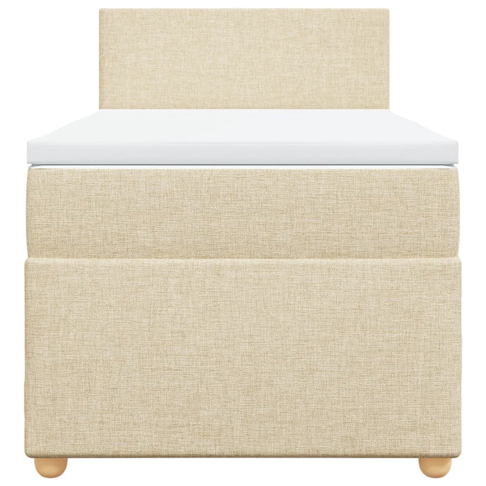 Pat box spring cu saltea, crem, 90x200 cm, textil WALTI