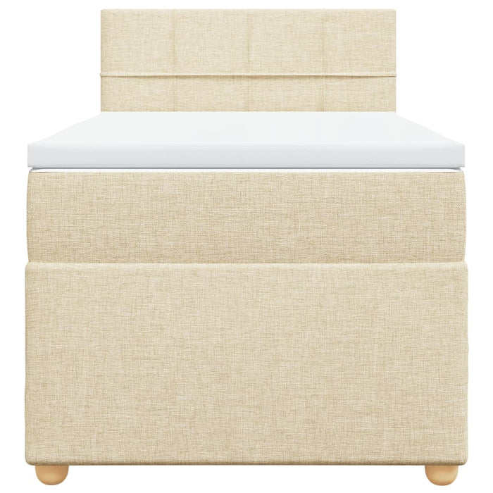 Pat box spring cu saltea, crem, 90x200 cm, textil WALTI