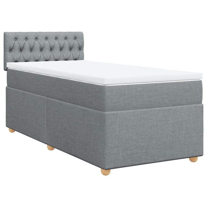Pat box spring cu saltea, gri deschis, 90x200 cm, textil - WALTI WALTI