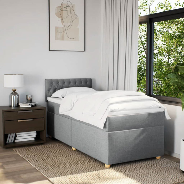 Pat box spring cu saltea, gri deschis, 90x200 cm, textil - WALTI WALTI