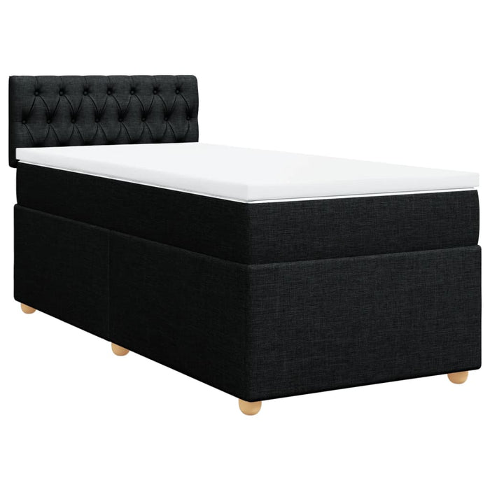 Pat box spring cu saltea, negru, 90x200 cm, textil - WALTI WALTI