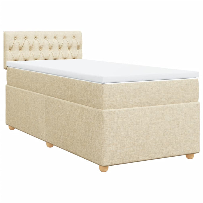 Pat box spring cu saltea, crem, 90x200 cm, textil - WALTI WALTI