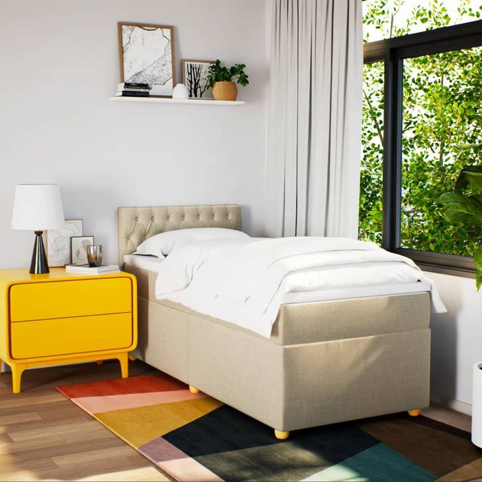 Pat box spring cu saltea, crem, 90x200 cm, textil - WALTI WALTI