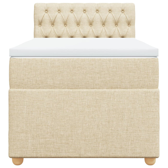 Pat box spring cu saltea, crem, 90x200 cm, textil - WALTI WALTI
