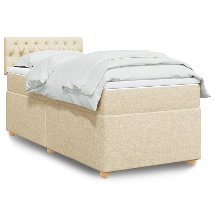 Pat box spring cu saltea, crem, 90x200 cm, textil - WALTI WALTI