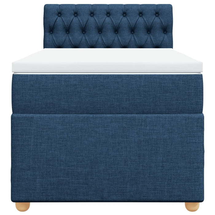 Pat box spring cu saltea, albastru, 90x200 cm, textil - WALTI WALTI