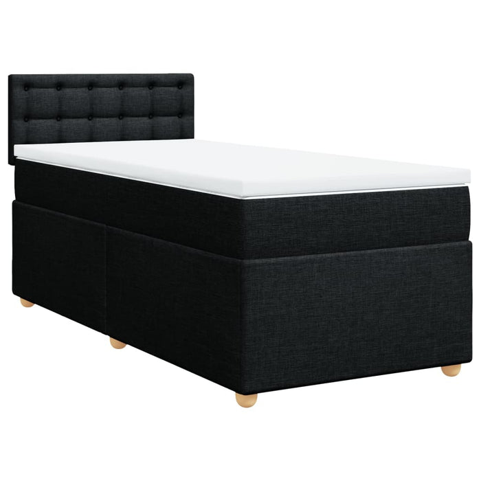 Pat box spring cu saltea, negru, 90x200 cm, textil - WALTI WALTI