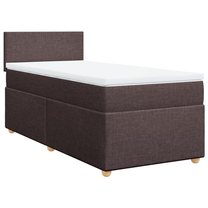 Pat box spring cu saltea, maro închis, 100x200 cm, textil WALTI