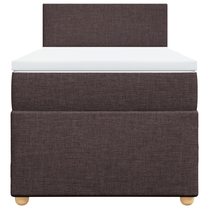 Pat box spring cu saltea, maro închis, 100x200 cm, textil WALTI