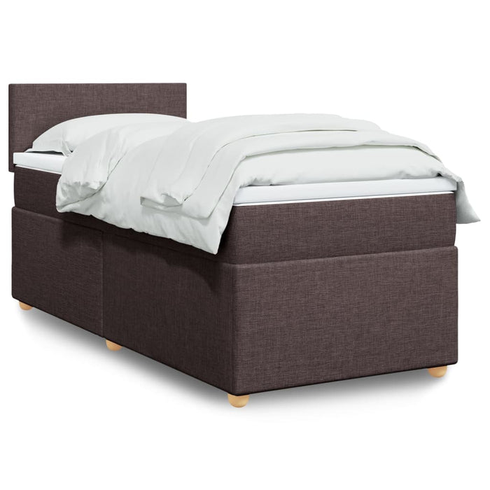 Pat box spring cu saltea, maro închis, 100x200 cm, textil WALTI