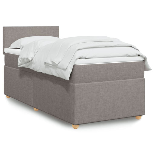 Pat box spring cu saltea, gri taupe, 100x200 cm, textil - WALTI WALTI