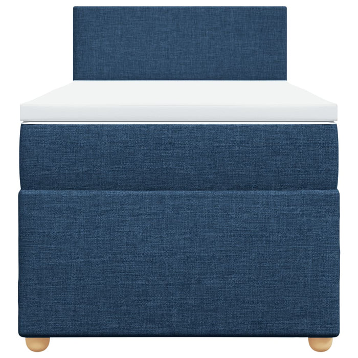Pat box spring cu saltea, albastru, 100x200 cm, textil WALTI