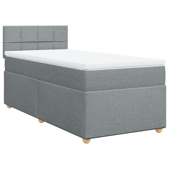 Pat box spring cu saltea, gri deschis, 100x200 cm, textil - WALTI WALTI