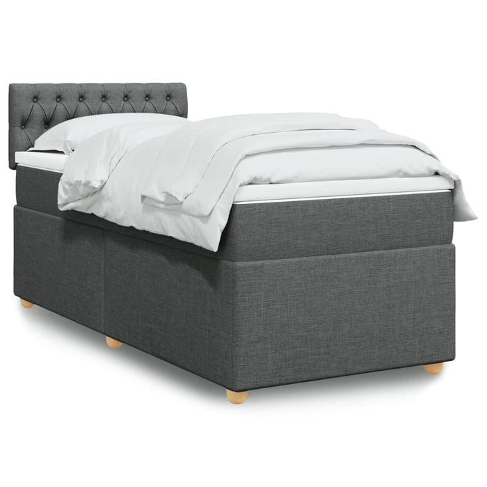 Pat box spring cu saltea, gri închis, 100x200 cm, textil - WALTI WALTI