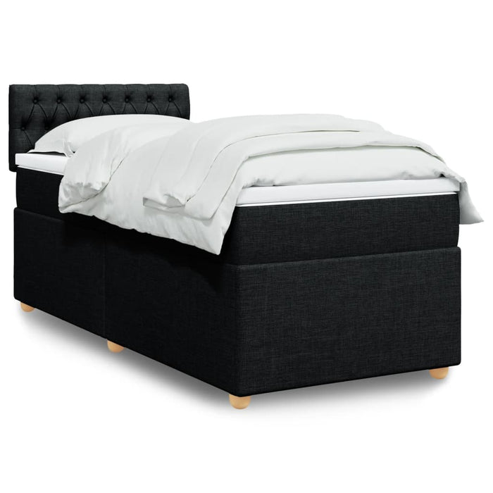 Pat box spring cu saltea, negru, 100x200 cm, textil - WALTI WALTI