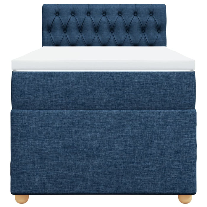 Pat box spring cu saltea, albastru, 100x200 cm, textil - WALTI WALTI