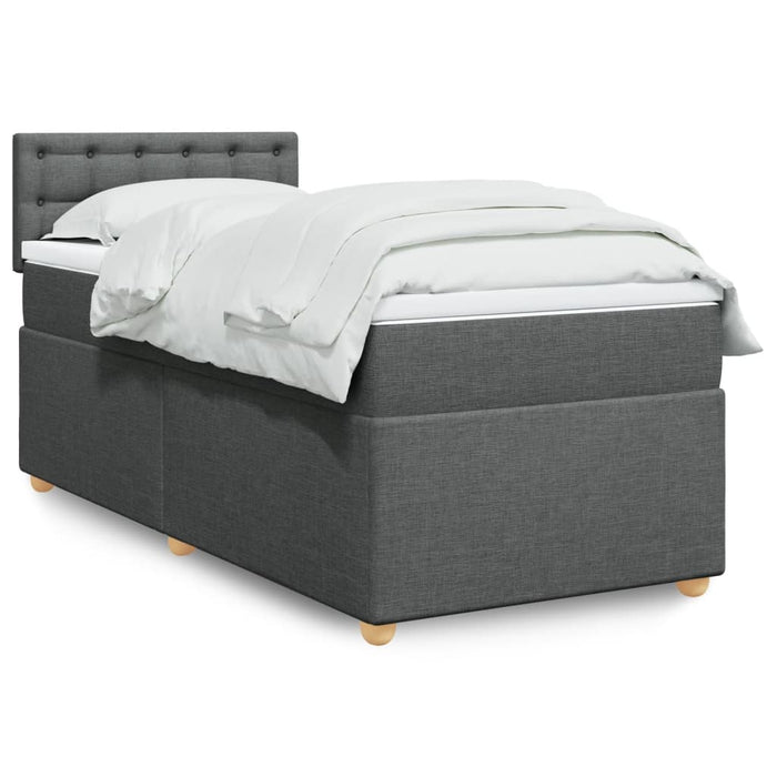 Pat box spring cu saltea, gri închis, 100x200 cm, textil - WALTI WALTI