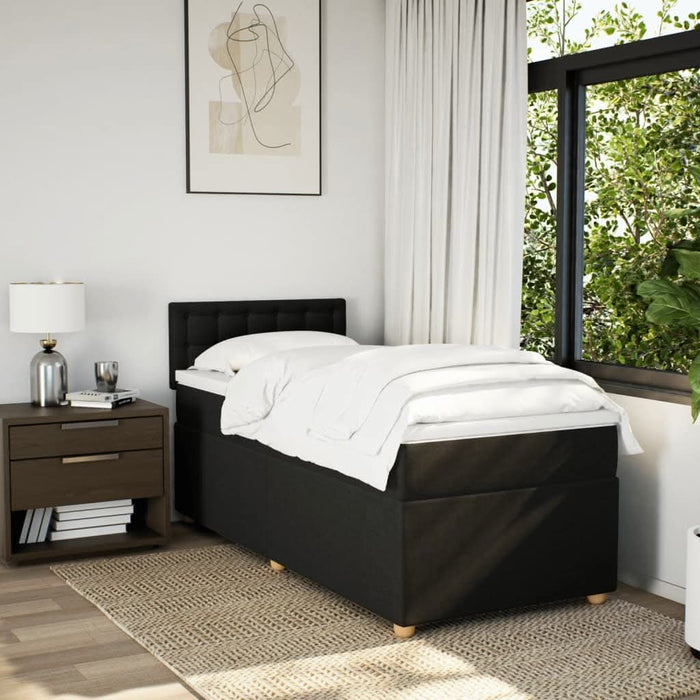 Pat box spring cu saltea, negru, 100x200 cm, textil - WALTI WALTI