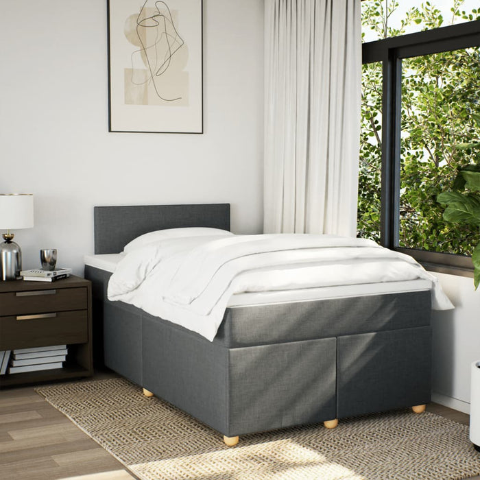Pat box spring cu saltea, gri închis, 120x190 cm, textil - WALTI WALTI