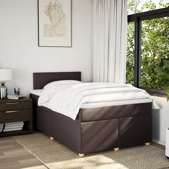 Pat box spring cu saltea, maro închis, 120x190 cm, textil WALTI