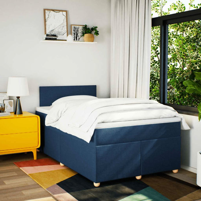 Pat box spring cu saltea, albastru, 120x190 cm, material textil - WALTI WALTI