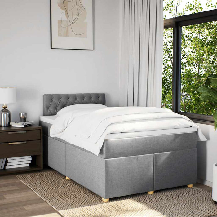 Pat box spring cu saltea, gri deschis, 120x190 cm, textil - WALTI WALTI