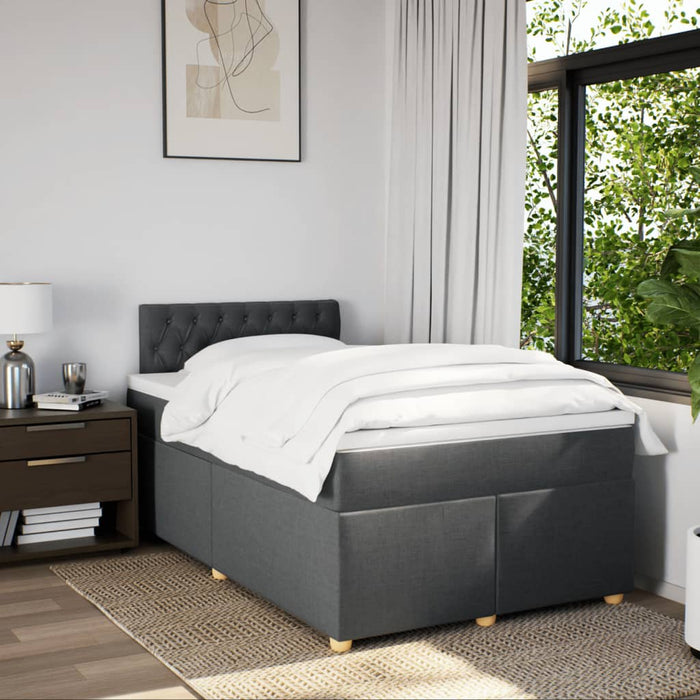 Pat box spring cu saltea, gri închis, 120x190 cm, textil - WALTI WALTI