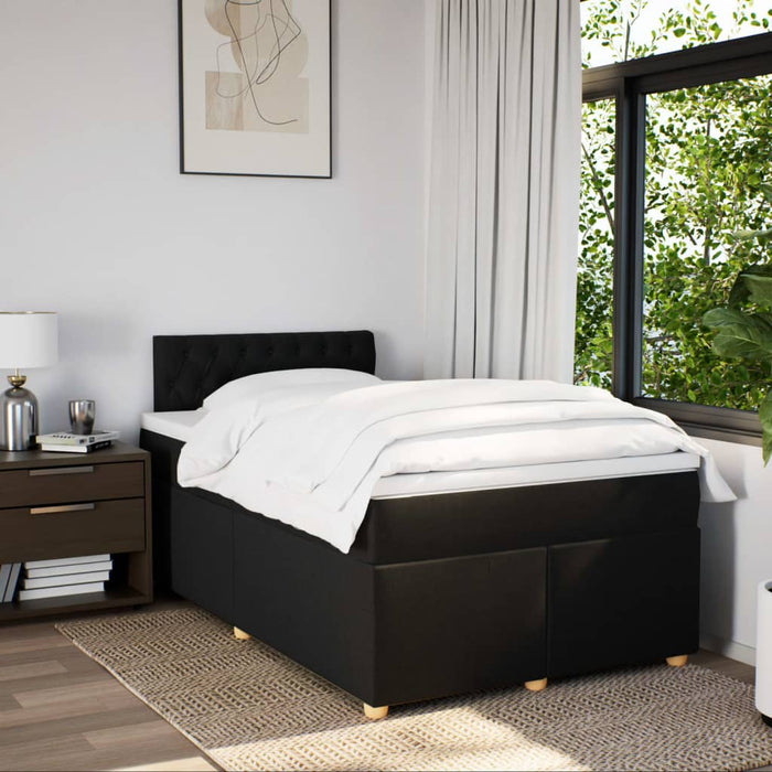 Pat box spring cu saltea, negru, 120x190 cm, catifea WALTI