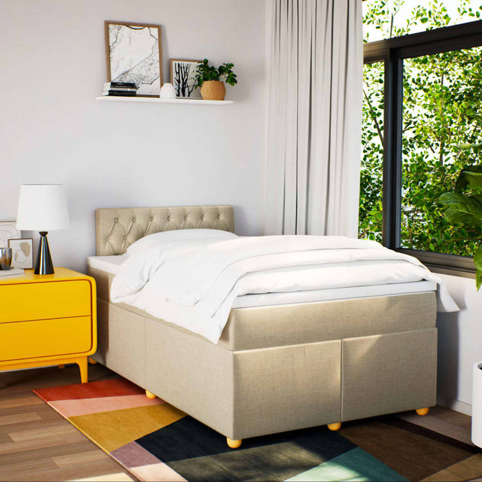 Pat continental cu saltea, crem, 120x190 cm, textil WALTI