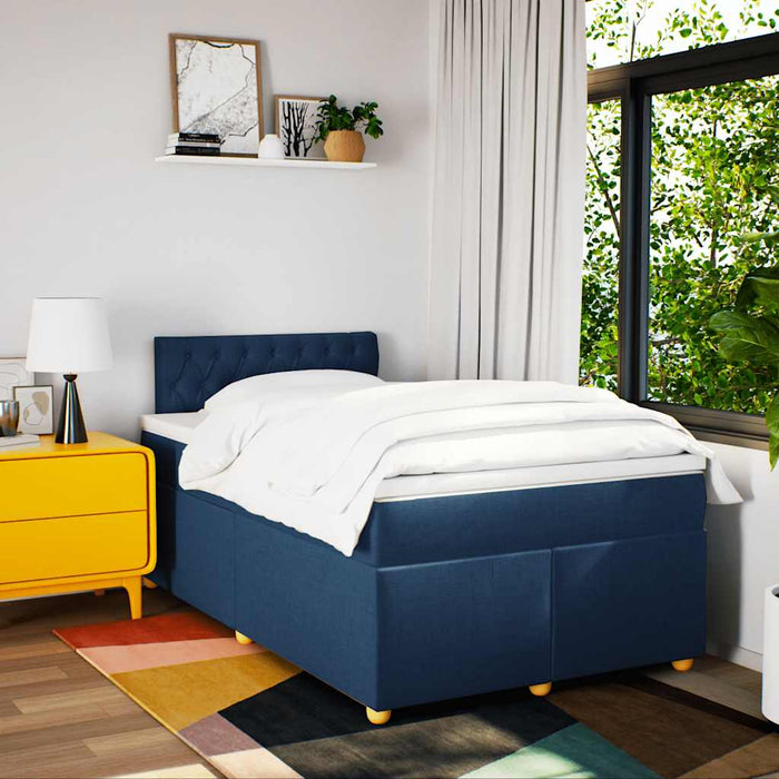 Pat box spring cu saltea, albastru, 120x190 cm, material textil - WALTI WALTI