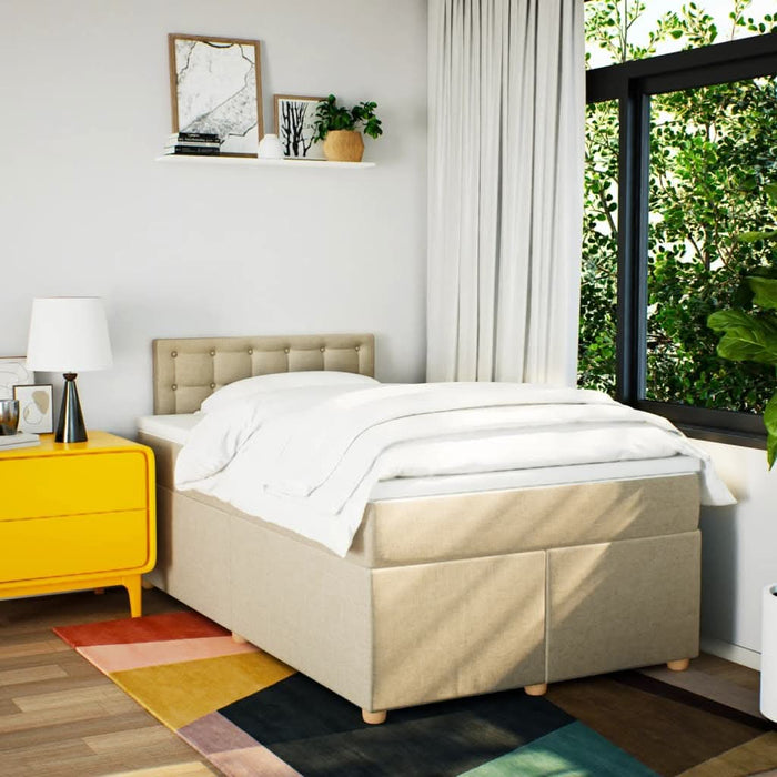 Pat continental cu saltea, crem, 120x190 cm, textil - WALTI WALTI