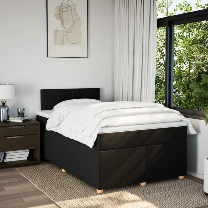 Pat box spring cu saltea, negru, 120x200 cm, textil - WALTI WALTI