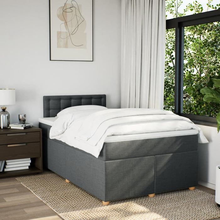 Pat box spring cu saltea, gri închis, 120x200 cm, textil - WALTI WALTI