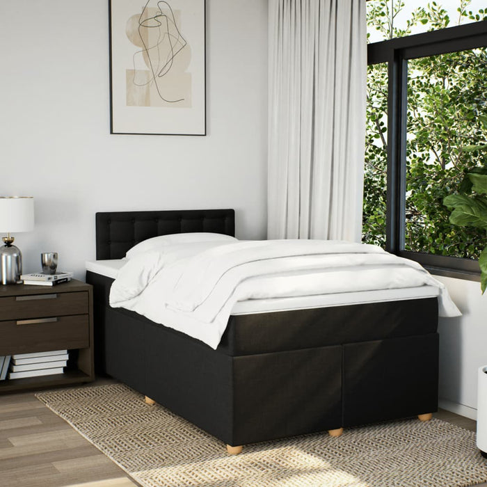 Pat box spring cu saltea, negru, 120x200 cm, textil - WALTI WALTI