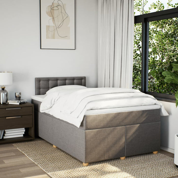 Pat box spring cu saltea, gri taupe, 120x200 cm, textil - WALTI WALTI